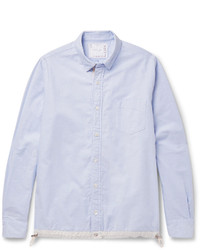 Sacai Button Down Collar Shell Trimmed Cotton Oxford Shirt