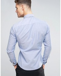 Asos Casual Skinny Oxford Shirt In Blue