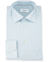 Eton Contemporary Fit Micro Print Woven Dress Shirt Light Blue