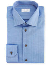 Eton Contemporary Fit Solid Dress Shirt Blue