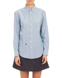 Band Of Outsiders Cropped Oxford Shirt Blue