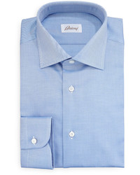 Brioni Diagonal Twill Dress Shirt Blue
