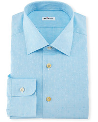 Kiton Diamond Dobby Dress Shirt Aqua