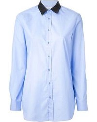Each X Other Contrasting Collar Pinstriped Shirt