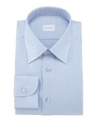 Ermenegildo Zegna Textured Basketweave Dress Shirt Blue