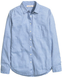 H&M Flannel Shirt Light Blue Ladies