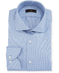 Ike Behar Gold Label Textured Cotton Dress Shirt Blue