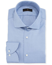 Ike Behar Gold Label Textured Cotton Dress Shirt Blue