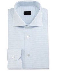 Ermenegildo Zegna Grid Stitch Dress Shirt Whitelight Blue