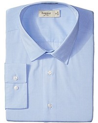 Haggar Fitted Mechanical Stretch Solid Long Sleeve Dress Shirt