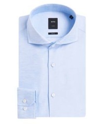 Hugo Boss T Christo Slim Fit Italian Cotton Linen Dress Shirt 155 Blue