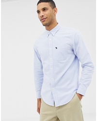 Abercrombie & Fitch Icon Logo Pocket Oxford Shirt Slim Fit In Light Blue