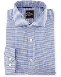 Jachs Ny Micro Pattern Cotton Dress Shirt Blue