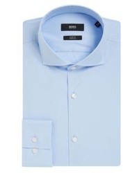 Hugo Boss Jason Slim Fit Spread Collar Cotton Dress Shirt 15 Blue