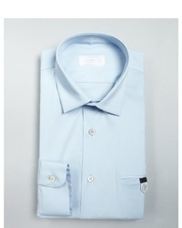 Prada Light Blue Cotton Blend Spread Collar Dress Shirt
