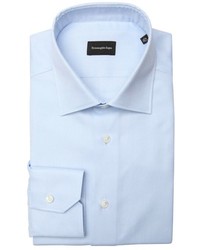 Ermenegildo Zegna Light Blue Cotton Spread Collar Button Front Shirt