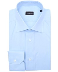 Ermenegildo Zegna Light Blue Cotton Spread Collar Dress Shirt