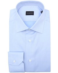 Ermenegildo Zegna Light Blue Cotton Spread Collar Dress Shirt