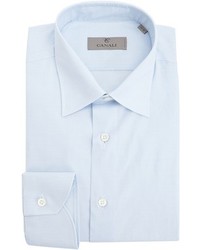 Canali Light Blue Cotton Spread Collar Dress Shirt