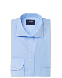 Drake's Light Blue Cutaway Collar End On End Cotton Shirt