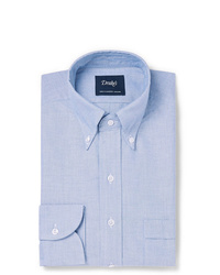 Drake's Light Blue Easyday Button Down Collar Cotton Oxford Shirt