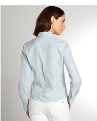 Loro Piana Light Blue Janet Cotton Oxford Button Front Shirt