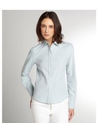 Loro Piana Light Blue Janet Cotton Oxford Button Front Shirt