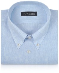 Forzieri Light Blue Linen Dress Shirt