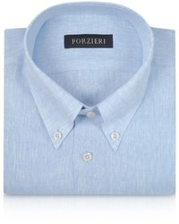 Forzieri Light Blue Linen Dress Shirt