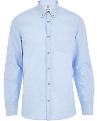 River Island Light Blue Long Sleeve Oxford Shirt