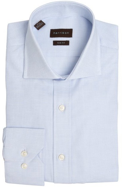 Harrison Light Blue Micro Check Slim Fit Dress Shirt, $60 | Bluefly ...