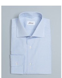 Brioni Light Blue Mini Check Cotton William Spread Collar Shirt
