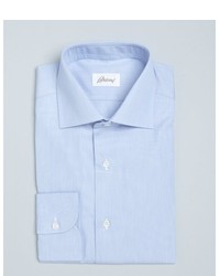 Brioni Light Blue Mini Stripe Cotton William Spread Collar Dress Shirt