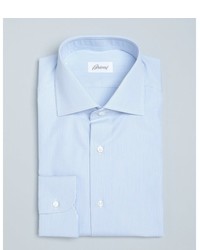 Brioni Light Blue Pinstripe Cotton William Spread Collar Dress Shirt