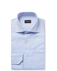 Ermenegildo Zegna Light Blue Slim Fit Cutaway Collar Cotton Oxford Shirt