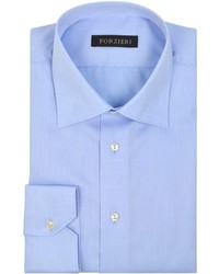 Forzieri Light Blue Solid Non Iron Cotton Dress Shirt