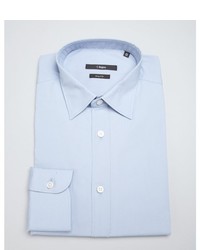 Z Zegna Light Blue Stretch Cotton Spread Collar Dress Shirt