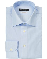 Forzieri Light Blue Striped Non Iron Cotton Slim Fit Shirt