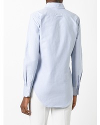 Thom Browne Long Sleeve Shirt Placket In Blue Oxford