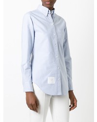 Thom Browne Long Sleeve Shirt Placket In Blue Oxford