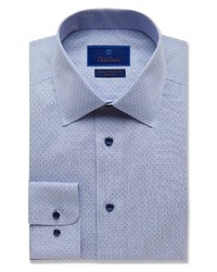 David Donahue Luxury Non  Fit Geo Dress Shirt In Bluewhite At Nordstrom