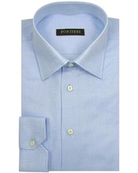 Forzieri Marcus Line Solid Light Blue Oxford Cotton Dress Shirt