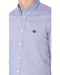 Kenzo Melange Cotton Long Sleeve Oxford Shirt