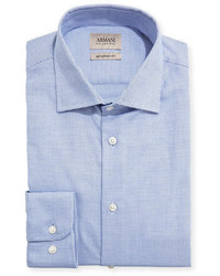 Armani Collezioni Micro Neat Modern Fit Dress Shirt Blue