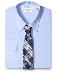Nick Graham Everywhere Light Blue Solid Dress Shirt With Two Ties