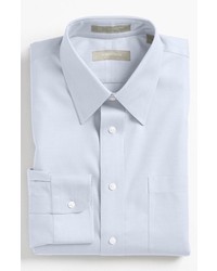 Nordstrom Smartcare Wrinkle Free Traditional Fit Herringbone Dress Shirt Light Blue 185 35
