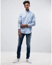 Lacoste Oxford Shirt In Blue Regular Fit