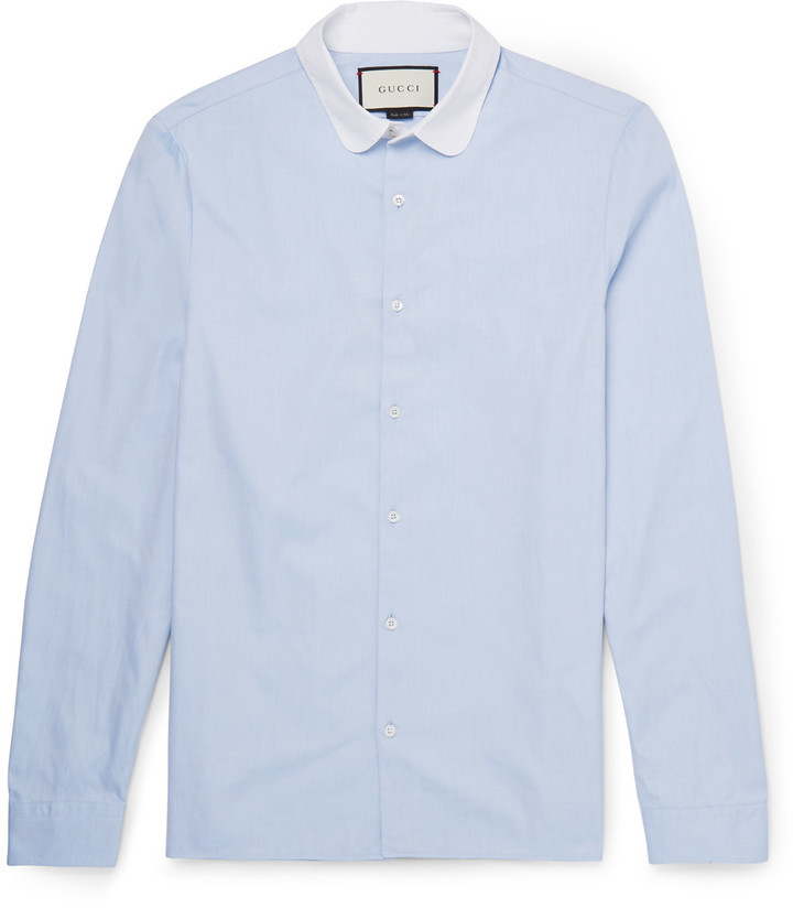 Gucci Penny Collar Cotton Oxford Shirt, $500 | MR PORTER | Lookastic