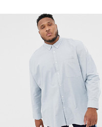 ASOS DESIGN Plus Oversized Oxford Shirt In Blue Yarn Dye