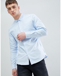 Pull&Bear Regular Fit Oxford Shirt In Light Blue